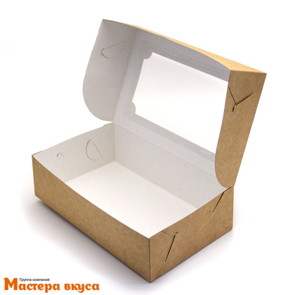 Упаковка для зефира и печенья с окном 250*150*70 мм (крафт)