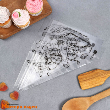 Набор кондитерский, (6 мешков 30см + 6 насадок + адаптер) "Котики"