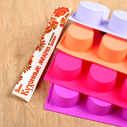 Форма силиконовая КРУГ,  d5.5 h3.5 см, 8 ячеек, 29,5*17,5*4 см