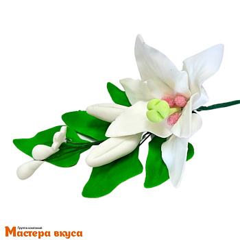 Сахарное украшение ветка ЛИЛИЯ БЕЛАЯ, длина ~9см