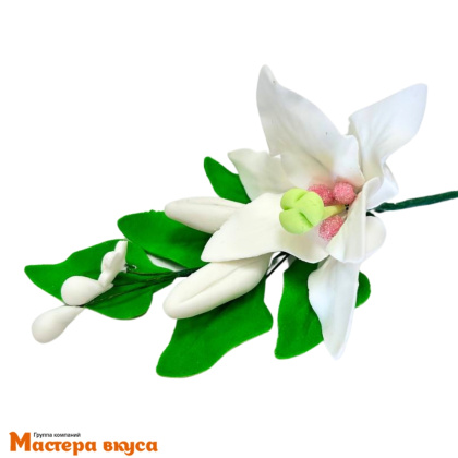 Сахарное украшение ветка ЛИЛИЯ БЕЛАЯ, длина ~9см