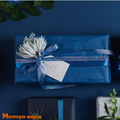 Лента парчовая, СИНЯЯ, 10мм, ~22м