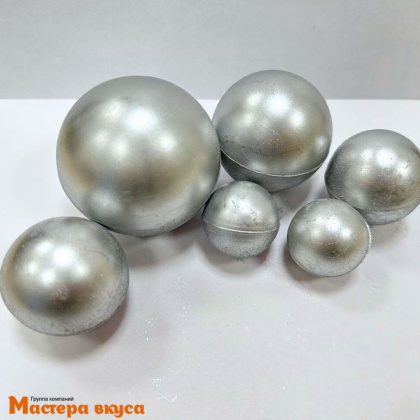 Фигурки из шок. глазури "Набор 6 шаров", СЕРЕБРО, d~5.5/ 4.5/ 3.5/ 2.5 см