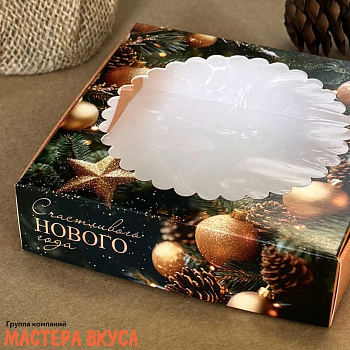 Упаковка для пряников и печенья с окном 11,5*11,5*3 см  НГ (Зимний аромат)