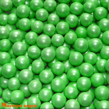 Посыпка Шарики сахарные Жемчуг ЗЕЛЕНЫЙ перламутр (10мм), 50гр