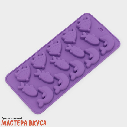 Форма для шоколада силиконовая  ПОДВОДНЫЙ МИР, (15 ячеек) 21*10,1 см