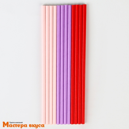 Трубочки бумажные, 20 см (упак 12 шт) разноцветные "Радость"