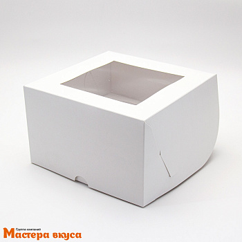 Коробка для  4 капкейков с окном, 160*160*100 мм, (белая)