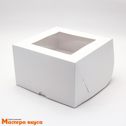 Коробка для  4 капкейков с окном, 160*160*100 мм, (белая)