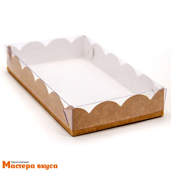 Упаковка для пряников и печенья с прозр. крышкой 200*120*35 мм (крафт) (2-д)