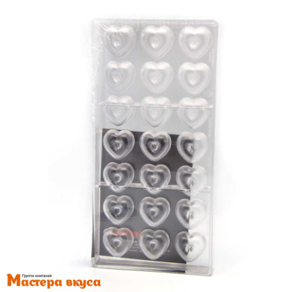 Форма поликарбонатная для шоколада ПРАЛИНЕ АМУЛЕТ, (21 ячейка) 13.5*27.5 см, Pavoni (Италия)