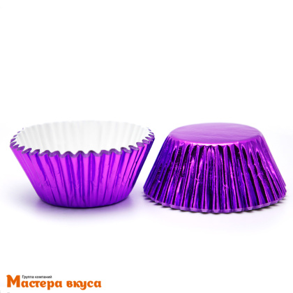 Капсула бумажная круглая, d-5см h-3,5см,  ФИОЛЕТОВАЯ металлик, (упак ~20 шт)