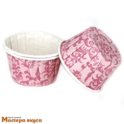 Форма бумажная Маффин 50*40 мм, ламинированная РОЗОВЫЕ УЗОРЫ