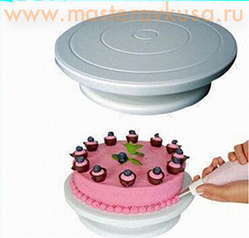 Подставка для торта вращающаяся, пластик, D-28см h-7см (Поворотный стол)