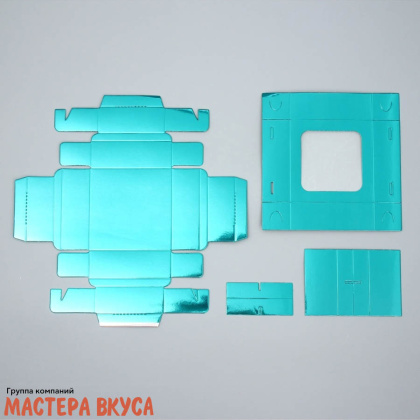 Упаковка для конфет  4 шт с окном (крышка/дно) 105*105*35мм, (зеленая,металик)