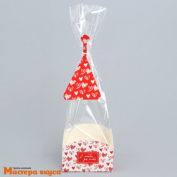 Пакет для сладостей  с коробкой  9*9*35 см, "Сердца"