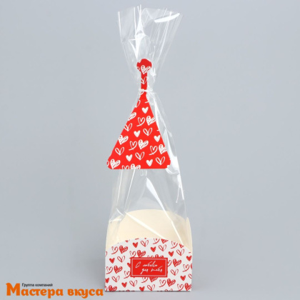 Пакет для сладостей  с коробкой  9*9*35 см, "Сердца"