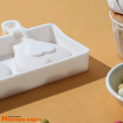 Форма для мороженого силиконовая (эскимо) СЕРДЦА, (8 ячеек) размер ячейки 5*5*1,5 см