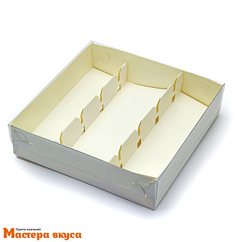 Упаковка для кейк-попсов с пластиковой крышкой, 200*200*50 мм (белая) (3-д)