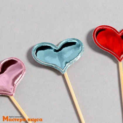 Шпажки "Сердечки микс", дерево, 15 см (набор 24 шт)