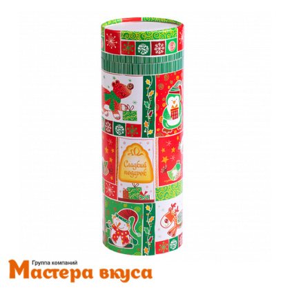 Упаковка для сладостей (туба №4) d81, h226 мм (зеленый с красным)