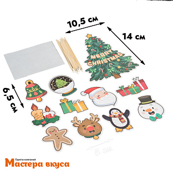 Набор топперов НОВОГОДНИЙ, картон (набор 11 шт)