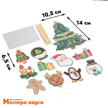 Набор топперов НОВОГОДНИЙ, картон (набор 11 шт)