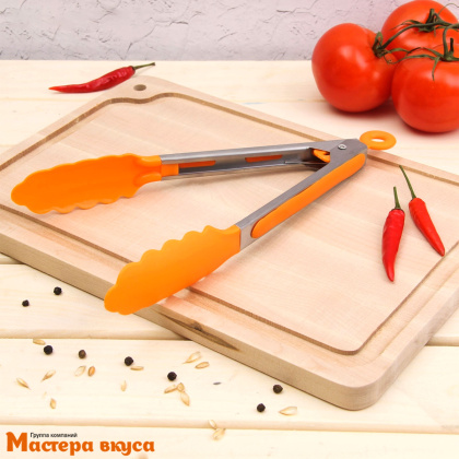 Щипцы кулинарные металические "Лист", 23 см, пластик