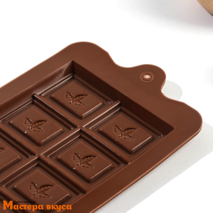 Форма для шоколада силиконовая, плитка ДОЛЬКИ С МЯТОЙ, (10 ячеек) 16,5*8,5 см