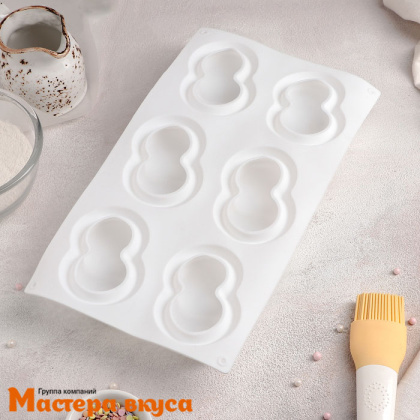 Форма силиконовая, для муссовых десертов ВИШЕНКИ, (6 фигур) 29,8*17,2 см