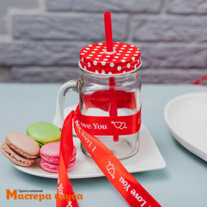 Лента атласная "I LOVE YOU" красная , 25мм, ~23м