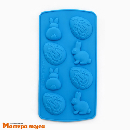 Форма для шоколада силиконовая (ХВ) ЯЙЦА -ЗАЙЦЫ, (8 ячеек), 10,6*20,7 см