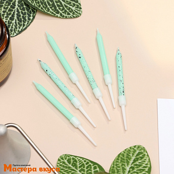 Свечи набор, Блестящая вечеринка, голубые, (набор 6 шт), h-7 см