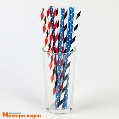 Трубочки бумажные, 20 см (упак 12 шт) разноцветные "Пати"