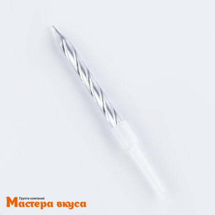 Свечи набор, Спираль металлик Серебрянный, (набор 10 шт), h-7 см