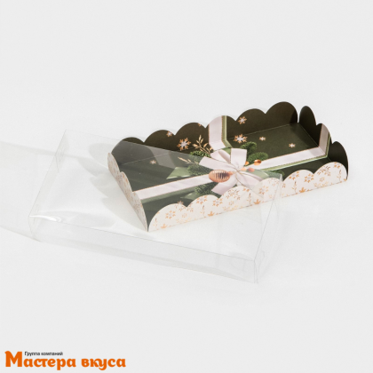 Упаковка для пряников и печенья с прозр. крышкой 210*105*30 мм  (Новогодний бал)