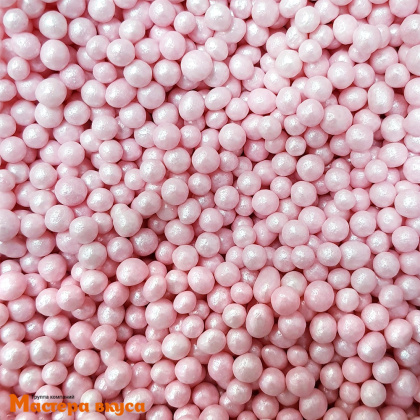 Посыпка Шарики сахарные Бисер РОЗОВЫЙ перламутр (d2мм), 1кг