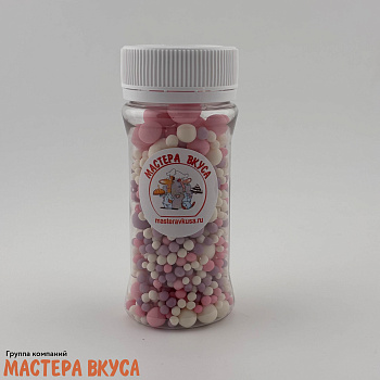 Посыпка Шарики зерновые Матовые микс Розовый-Сиреневый-Белоснежный, 50 гр