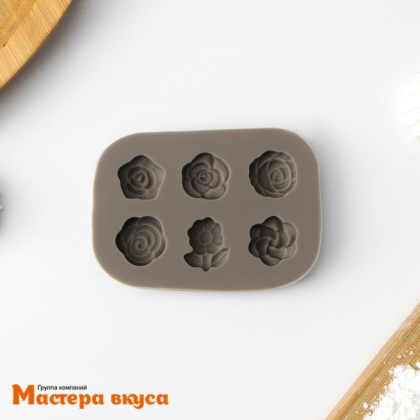 Молд силиконовый РОЗОЧКИ, 6 фигур, 6,5*4,5*0,9 см