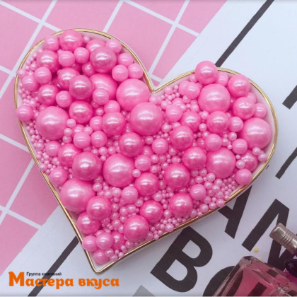 Посыпка Шарики сахарные Жемчуг РОЗОВЫЙ перламутр (микс d2,3,5,7,10мм), 50гр