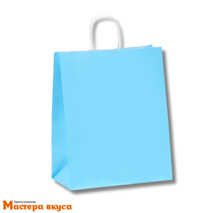 Пакет бумажный с ручками 220*120*270 мм, голубой