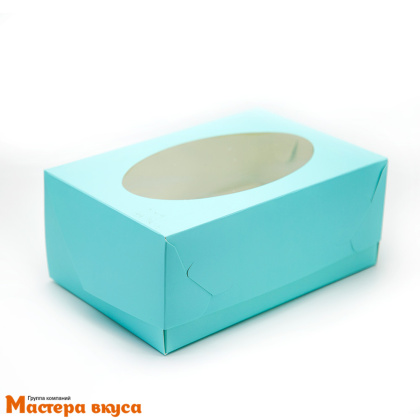 Коробка для  6 капкейков с окном, 235*160*100 мм (тиффани) (2-д)