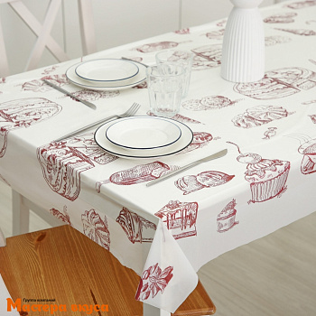 Скатерть полиэтиленовая, 110*180 см, двухсторонняя, рулон 3 шт, "Сладости"