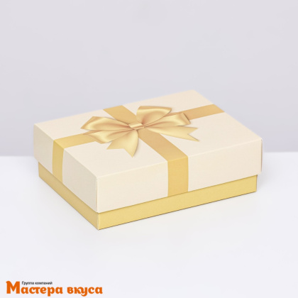 Упаковка для сладостей крышка/дно 165*125*52 мм  (Золотой бант)