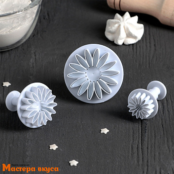Вырубка-плунжер с выталкивателем ГЕРБЕРЫ, d~2,5/3/4 см, (набор 3 шт)