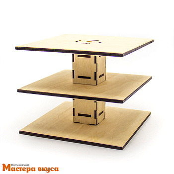 Подставка для торта КУБИК-РУБИК, дерево 15*15 см