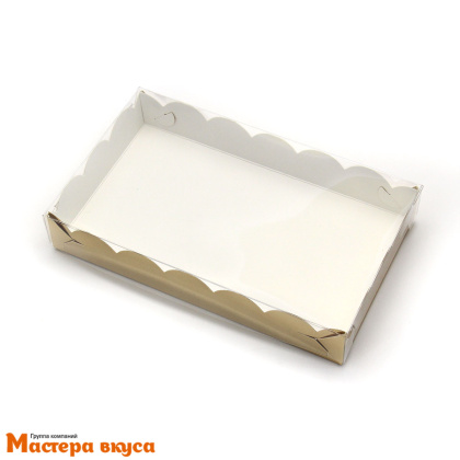 Упаковка для пряников и печенья с прозр. крышкой 200*120*35 мм (золото) (2-д)