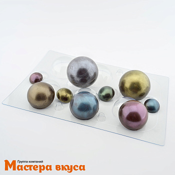 Форма для шоколада пластиковая  ПОЛУСФЕРА (шар),  d 60 мм/ d 30 мм, (10 ячеек)