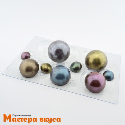 Форма для шоколада пластиковая  ПОЛУСФЕРА (шар),  d 60 мм/ d 30 мм, (10 ячеек)