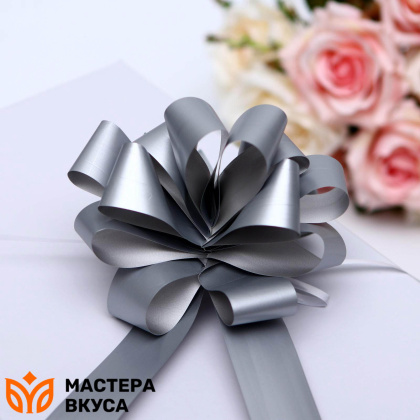 Бант-шар  СЕРЕБРО Классика, (ш 3 см) d~12 см 